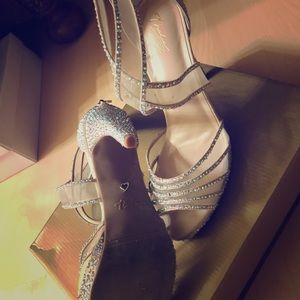 Nude and diamond embellished heels
